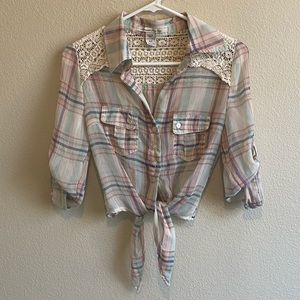 American Rag - Cropped Plaid Blouse